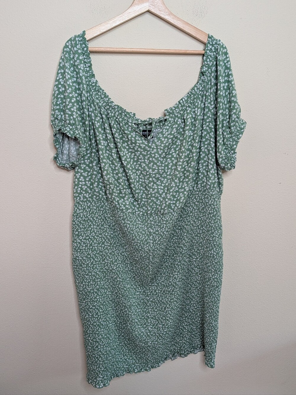Rebdolls Green Floral Off Shoulder Mini Dress Plus Size 5X Boho Cottagecore